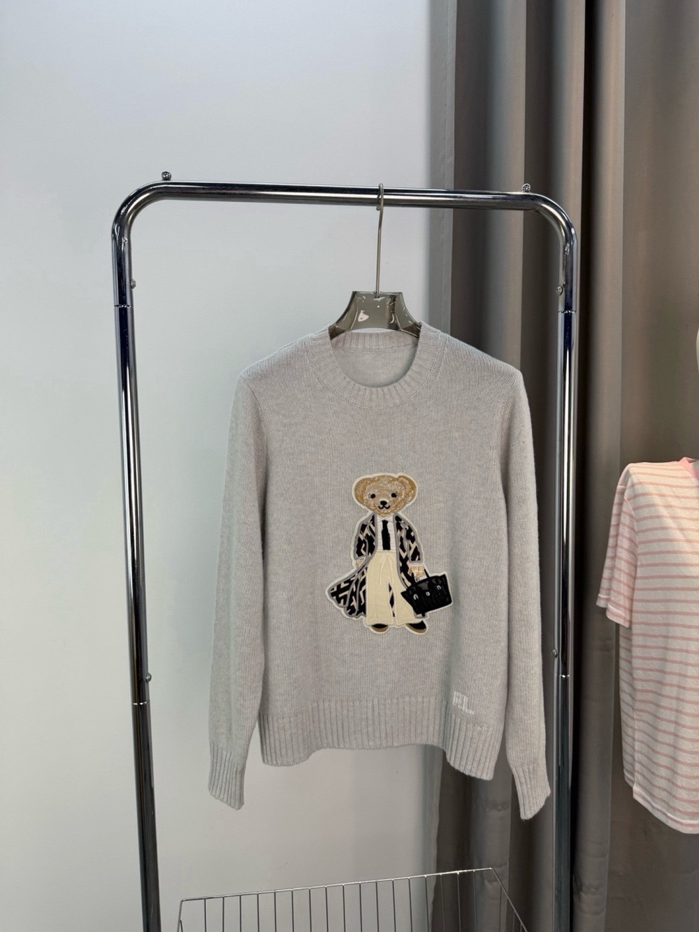 Polo by Ralph Lauren Light Gray Teddy Graphic Crewneck Sweater